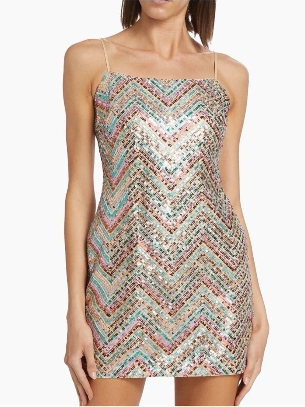 Milly Multi-Color Sequin Chevron Mini Dress